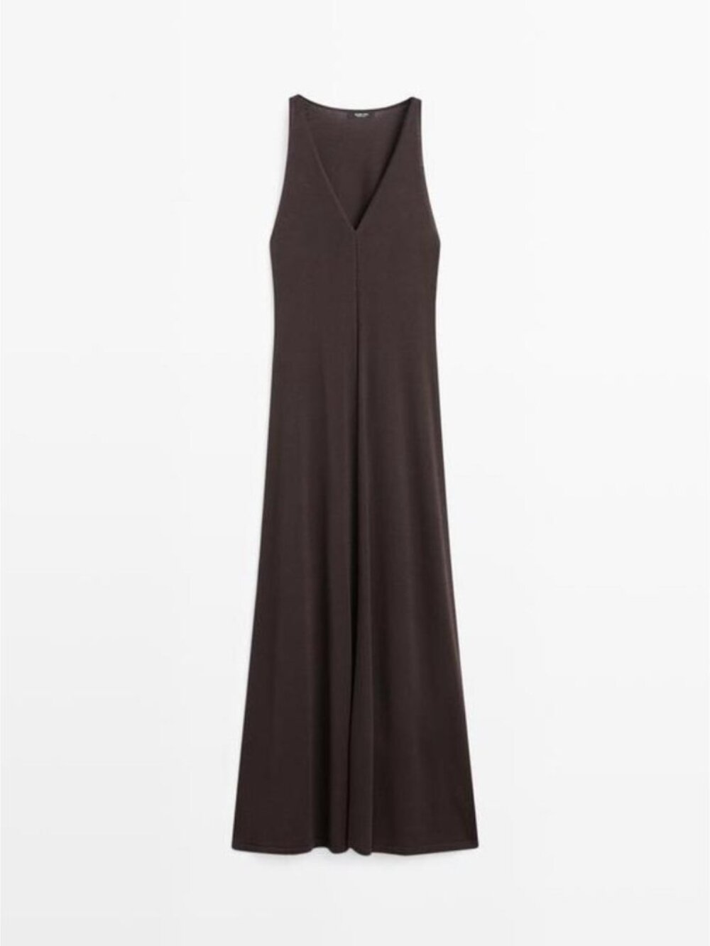 MASSIMO DUTTI FLOWING V-NECK MIDI DRESS